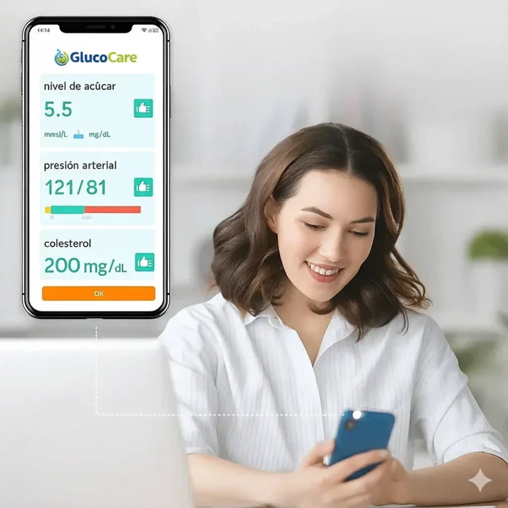 GlucoCare™ 3 en 1 – Controla tu Glucosa, Colesterol y Presión Sin Dolor + ENVÍO GRATIS